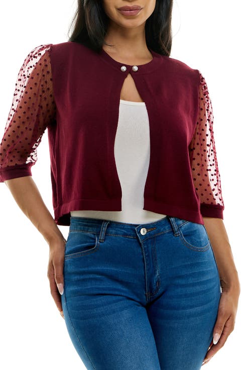 Dot Mesh Elbow Sleeve Bolero