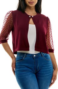 Nina Leonard Dot Mesh Sleeve Bolero