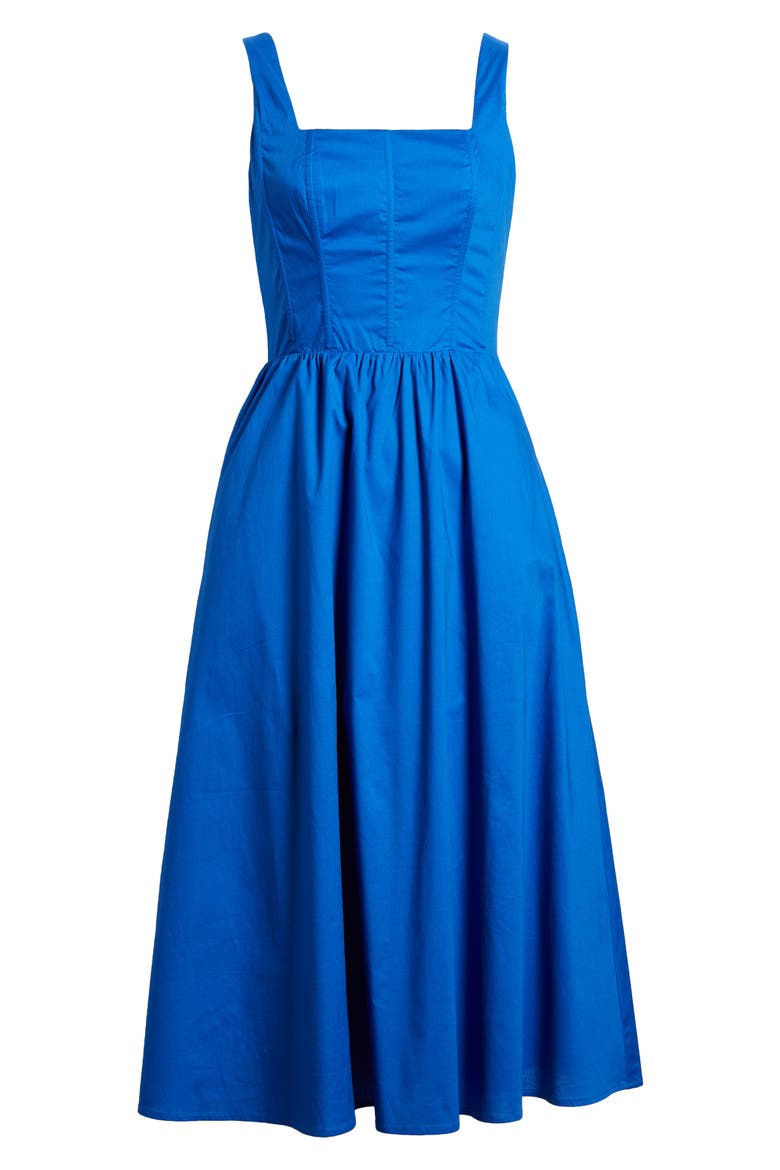 Sleeveless Corset Bodice Dress, Alternate, color, BLUE MARMARA