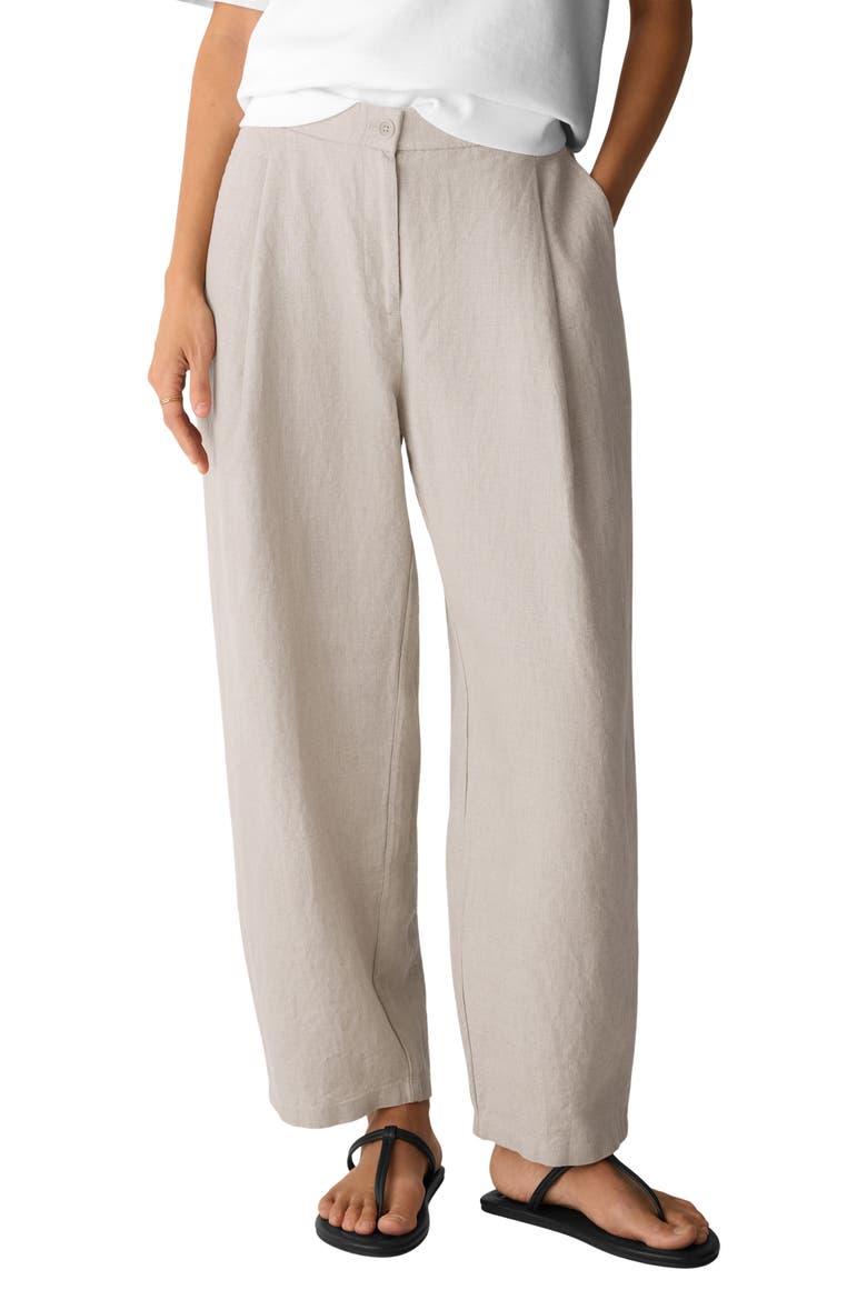 Curved Organic Linen Ankle Pants, Main, color, UNDYED NATURAL