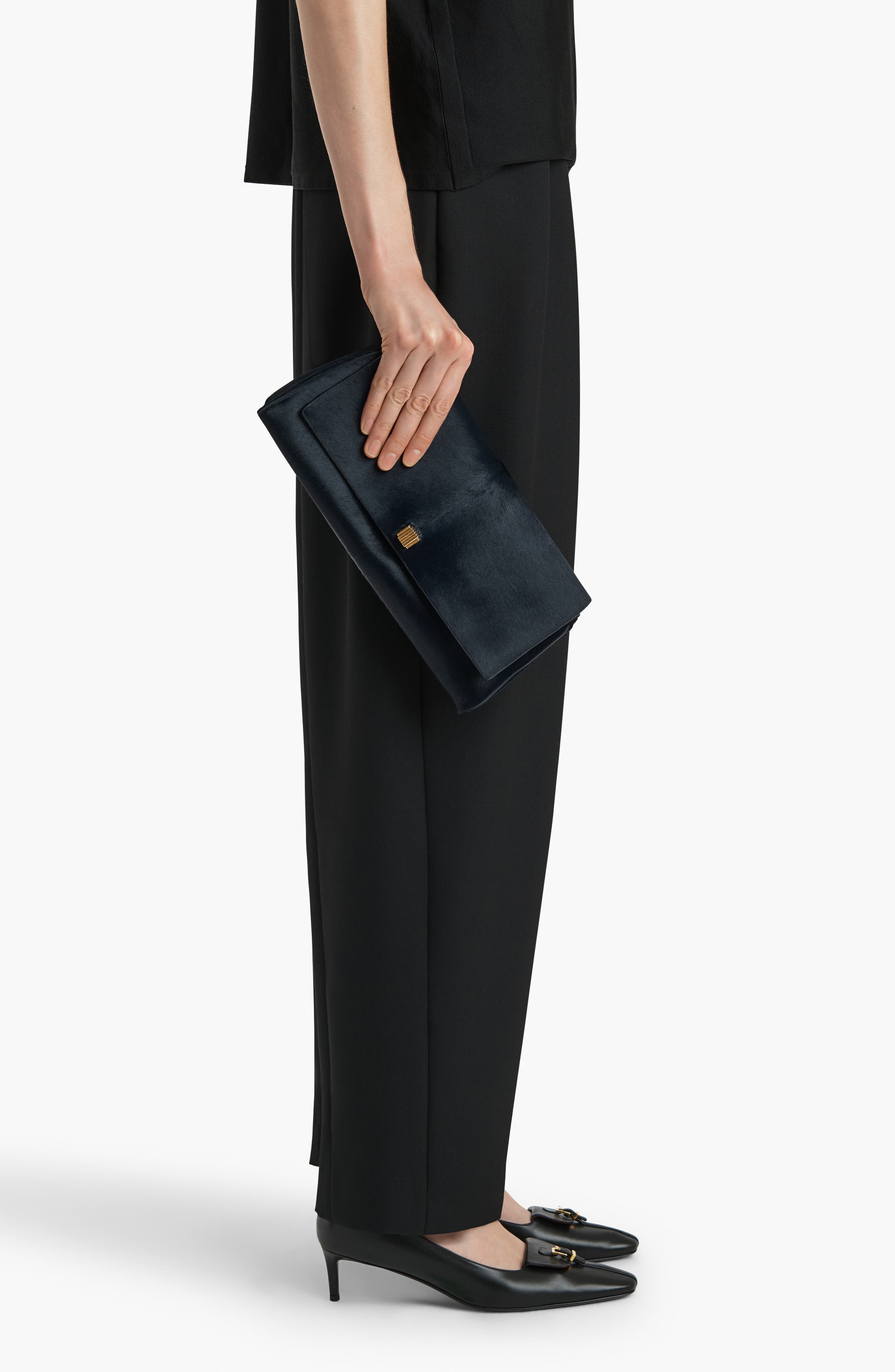 Khaite Audrey Genuine Calf Hair Clutch, Alternate, color, 