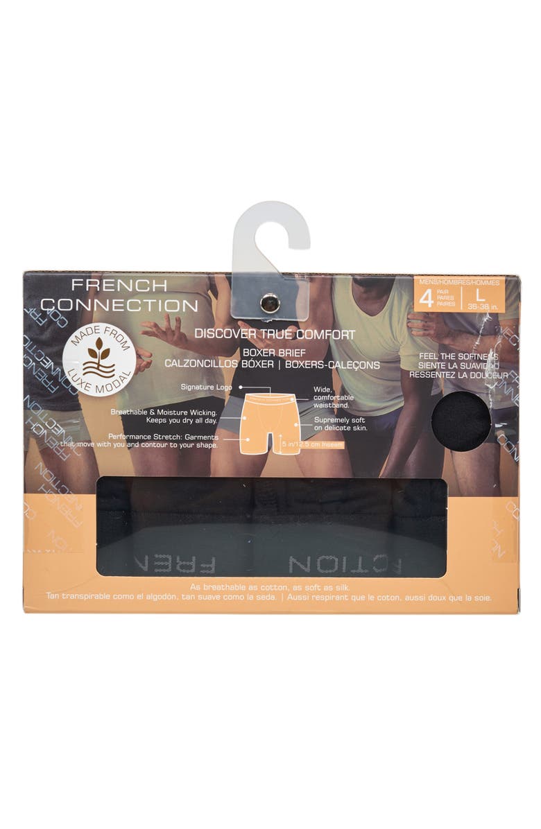French Connection Mens 4-Pack Modal Boxer Brief, Alternate, color, Black