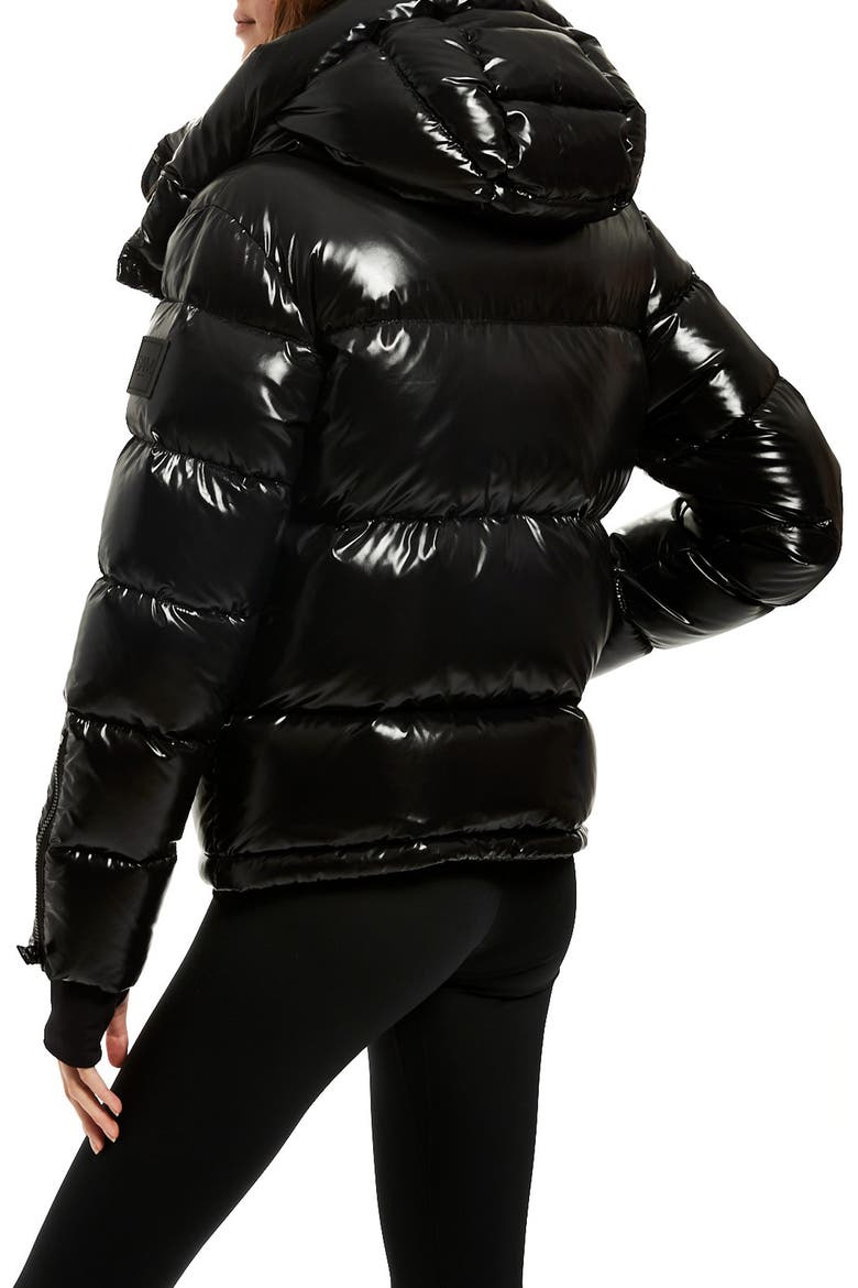 Remy Water Resistant Hooded Down Coat, Alternate, color, JET