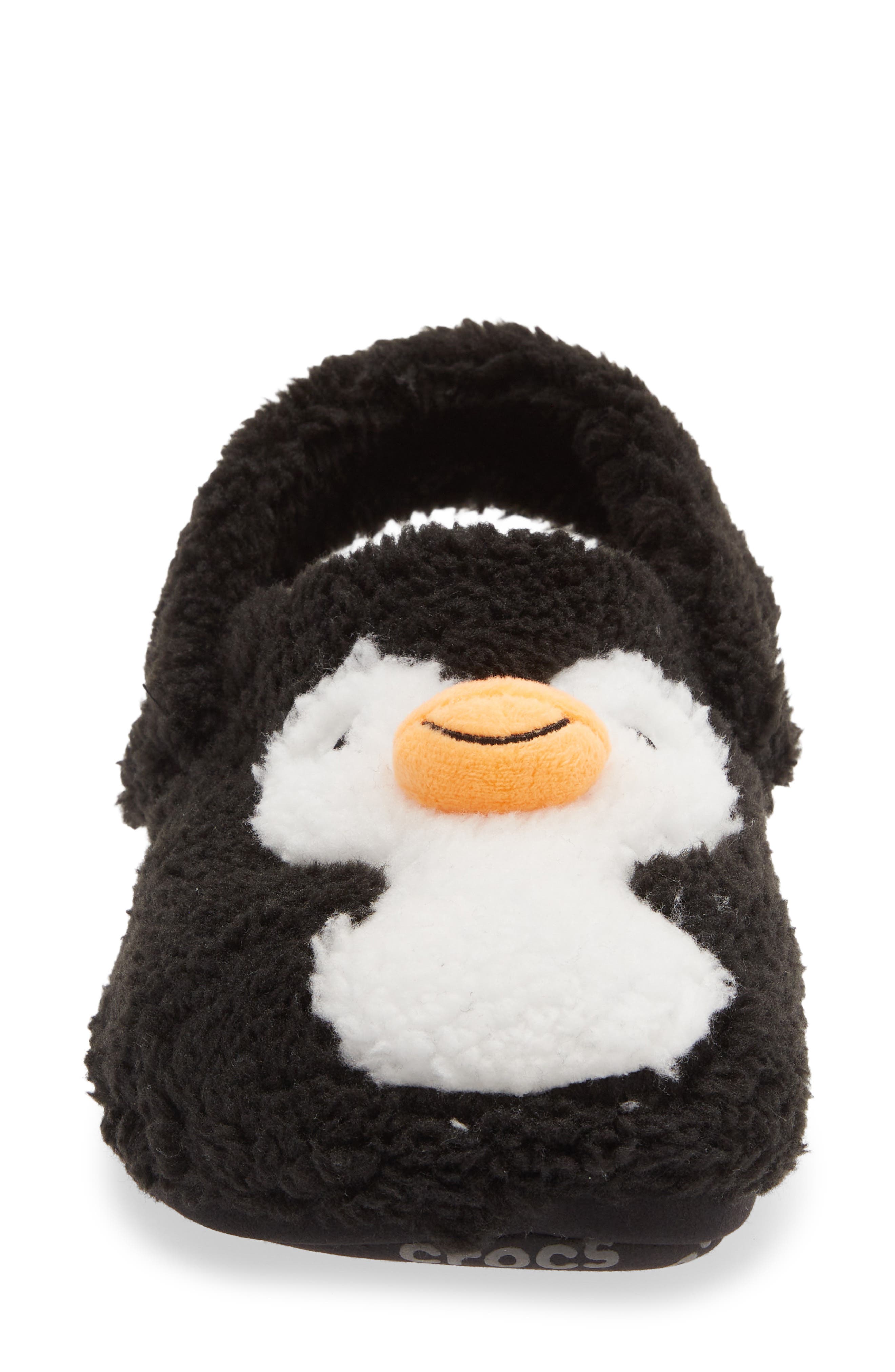 Classic Cozy Faux Fur Penguin Slipper, Alternate, color, BLACK