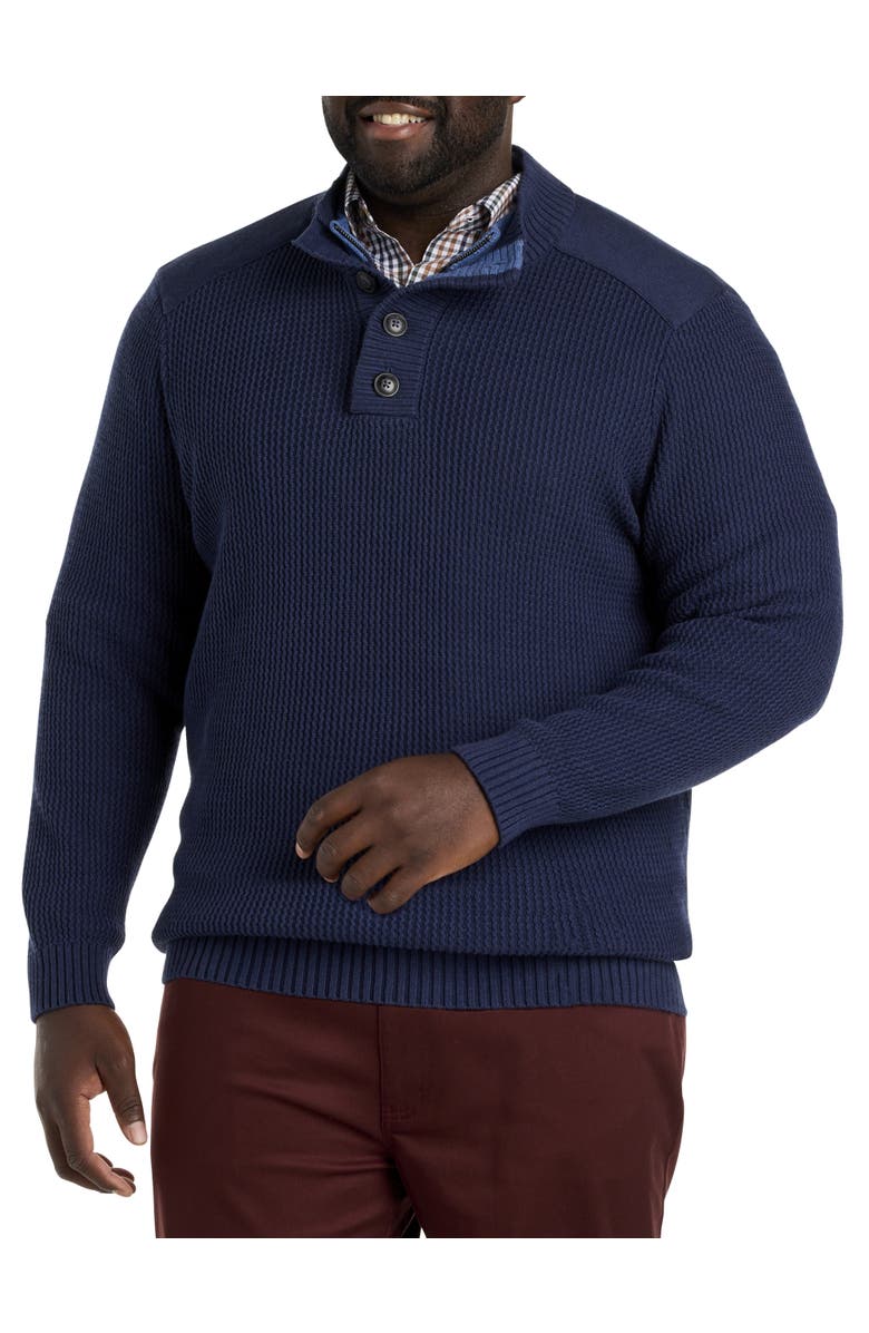 Oak Hill by DXL Murphy Textured Mockneck Sweater, Main, color, Peacoat Heather