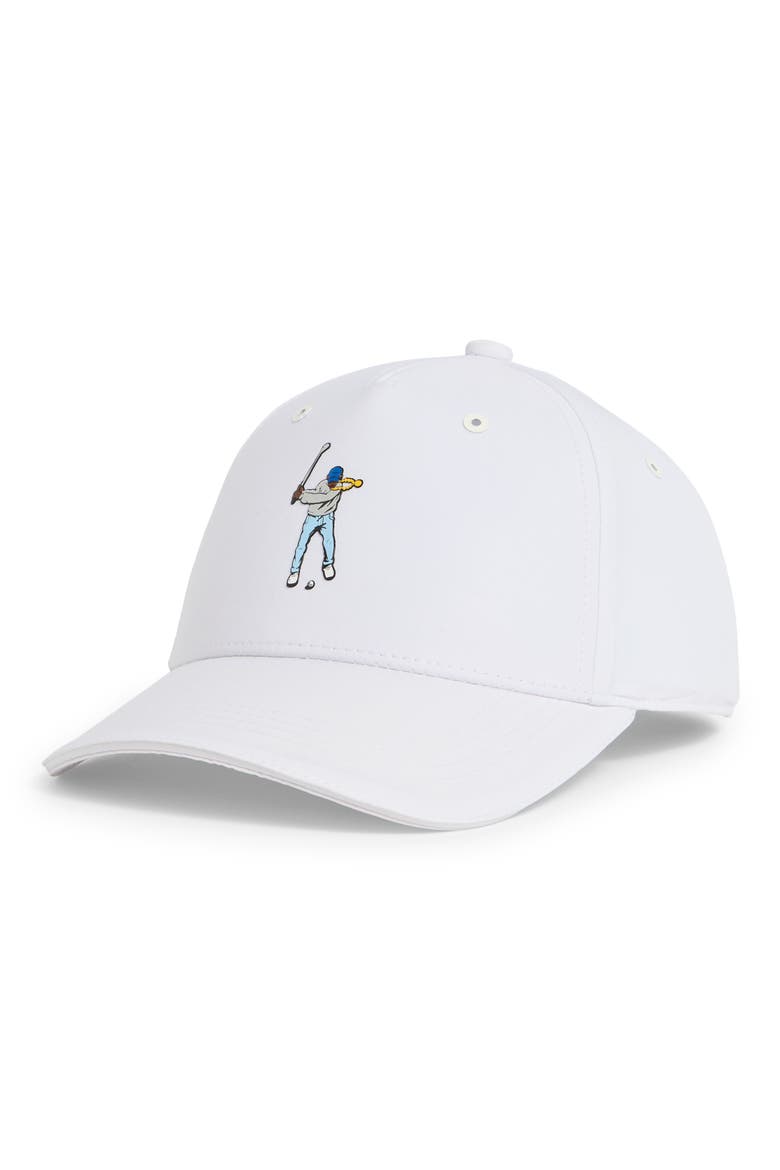 Links Embroidered Adjustable Baseball Cap, Main, color, WHITE