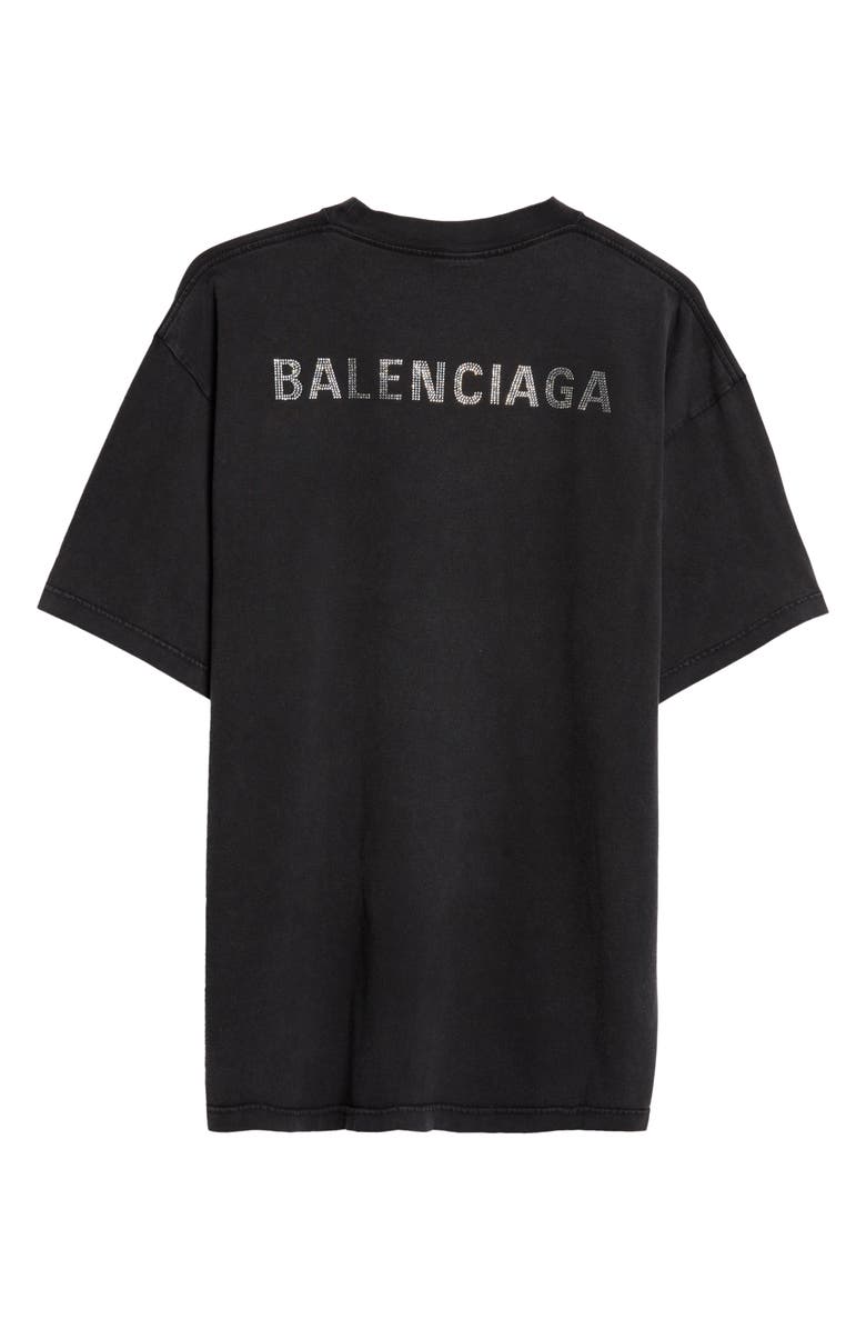 Balenciaga Large Fit Crystal Logo T-Shirt, Alternate, color, 
