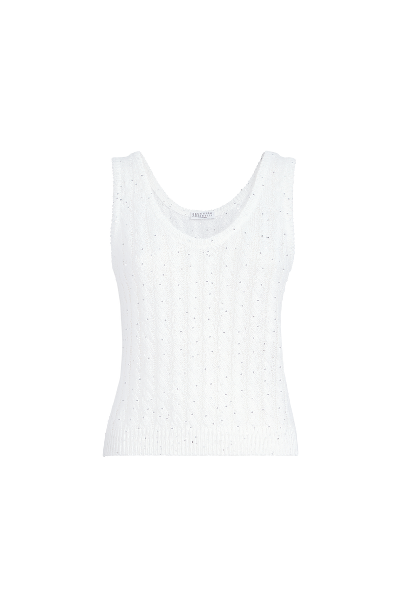 Brunello Cucinelli Dazzling cable top, Main, color, White