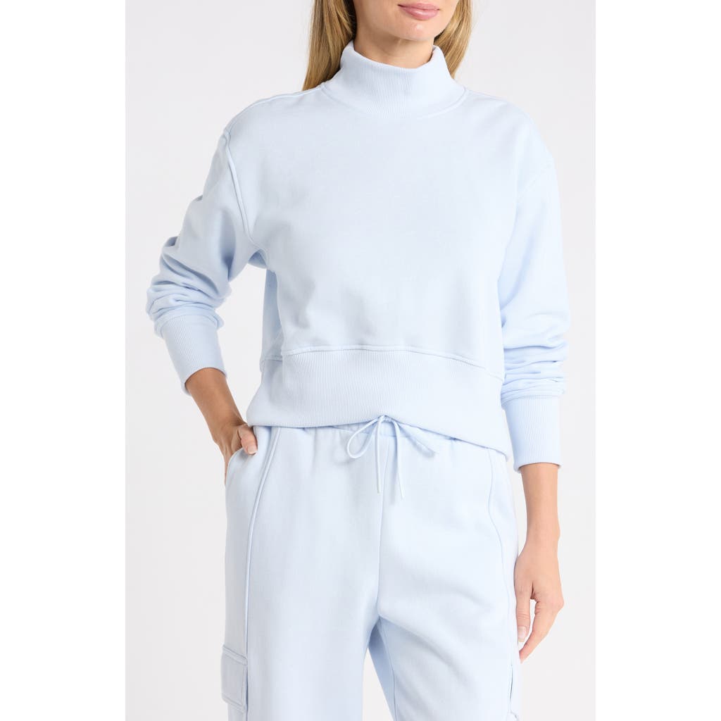 Z By Zella Feather Fleece Mock Neck Sweatshirt In Blue