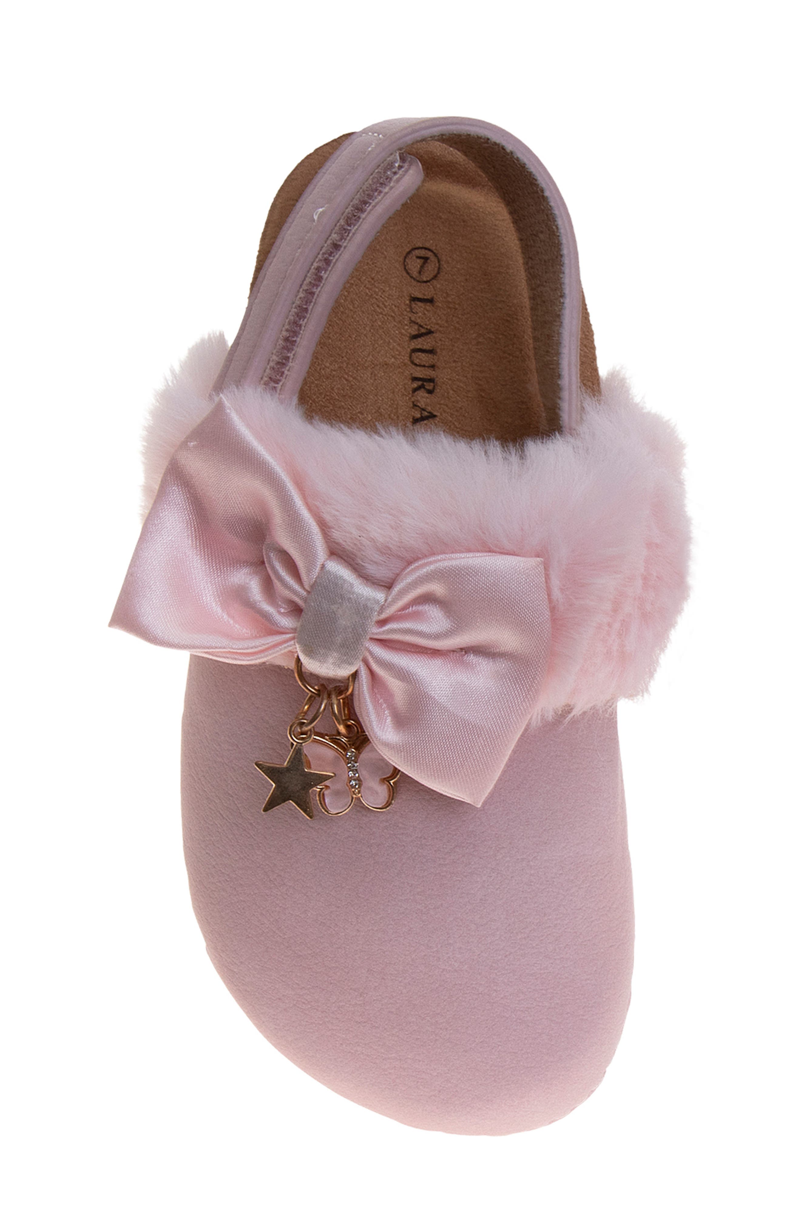 Kids' Slingback Faux Fur Trim Clog, Alternate, color, PINK