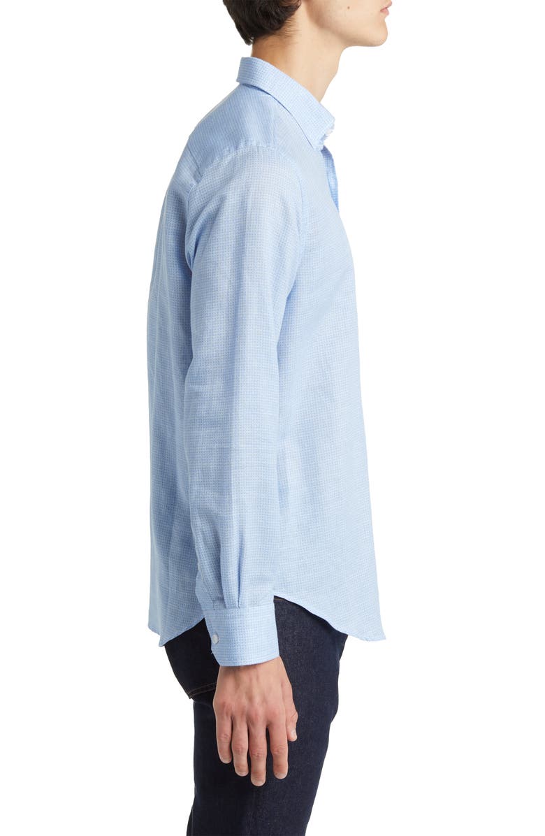 Robert Graham Sloan Mini Houndstooth Linen & Cotton Button-Up Shirt, Alternate, color, 