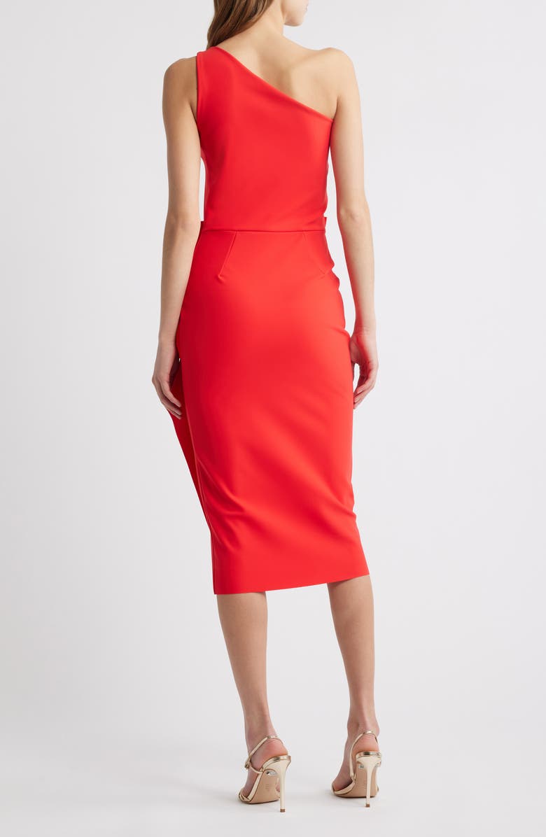 Chiara Boni La Petite Robe Nihal Side Ruffle One-Shoulder Cocktail Dress, Alternate, color, Geranium