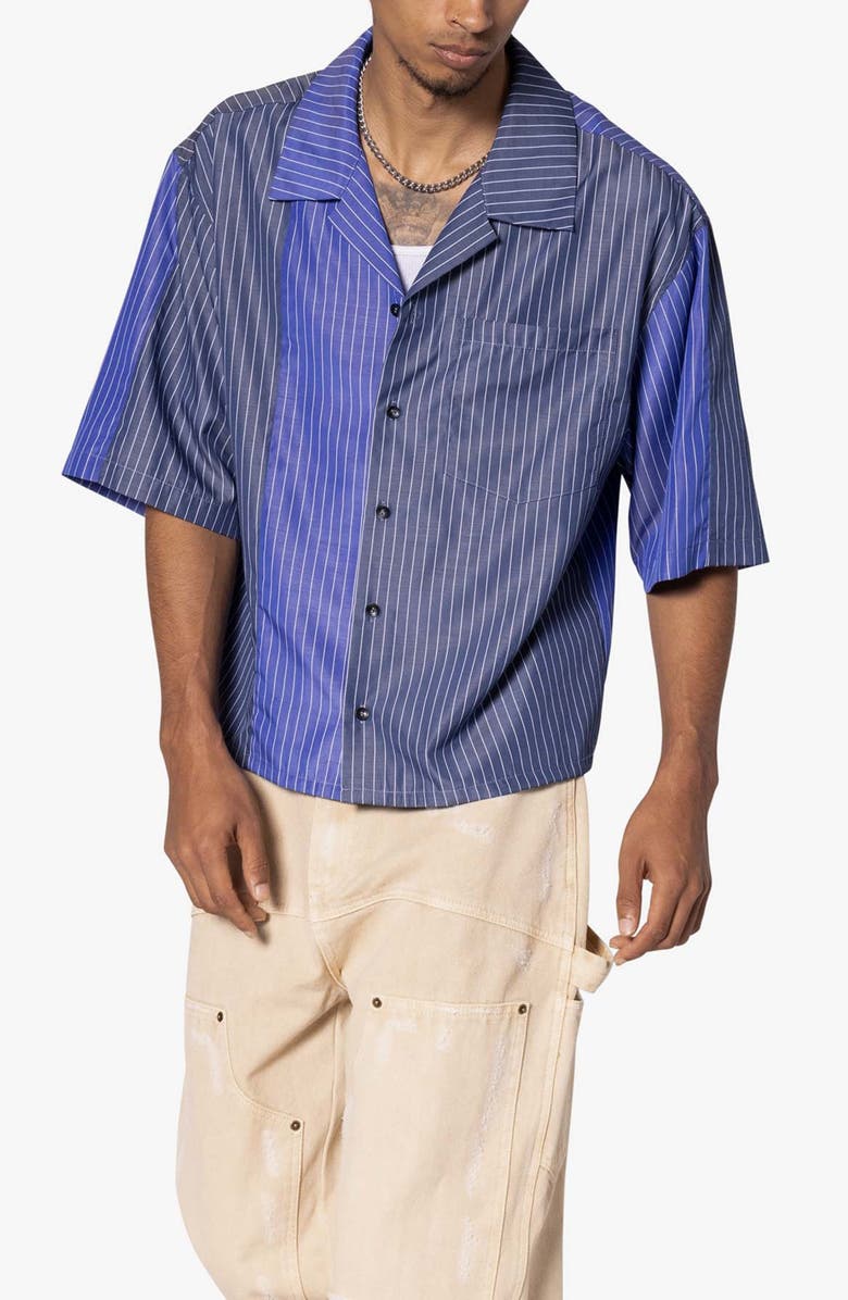 mnml Colorblock Stripe Camp Shirt, Alternate, color, Blue