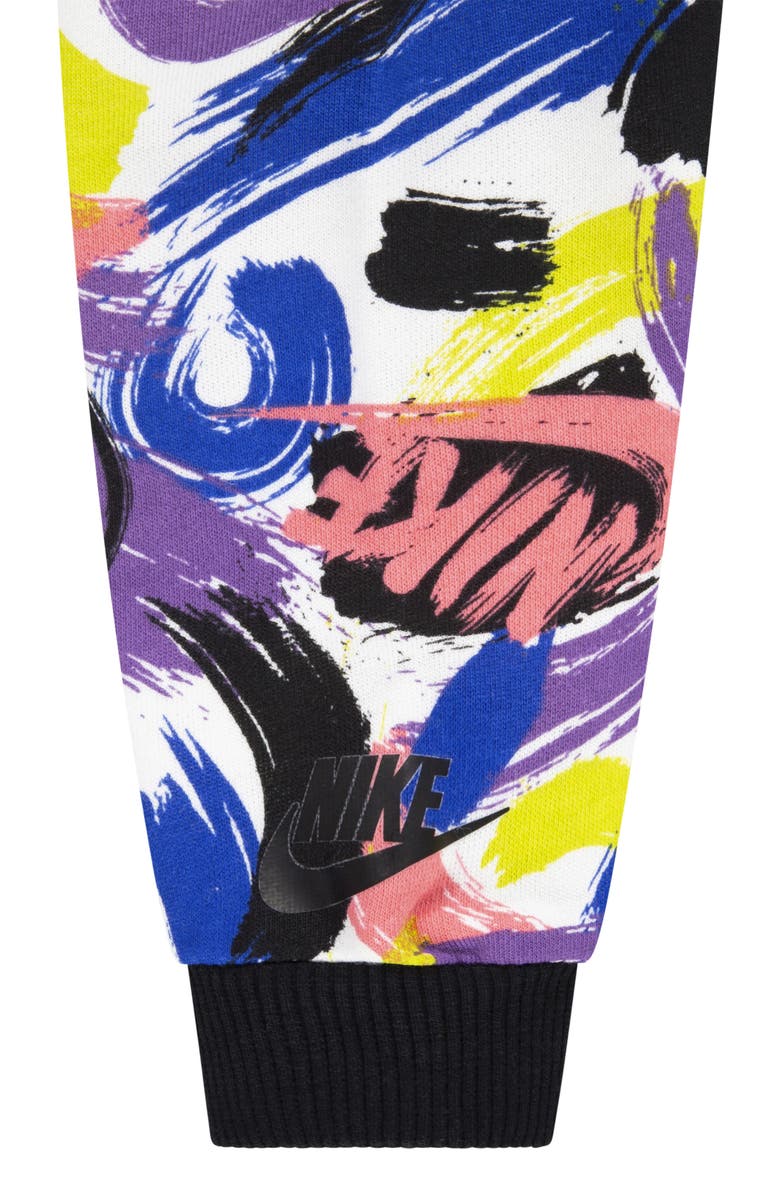 Nike Allover Print Pullover & Joggers Set, Alternate, color, Black