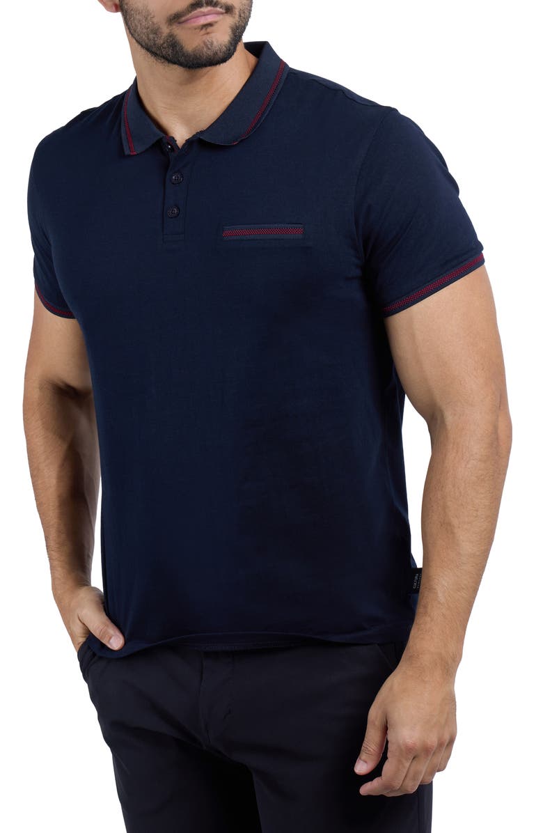 XRAY Jacquard Polo, Alternate, color, Navy/ Burgundy