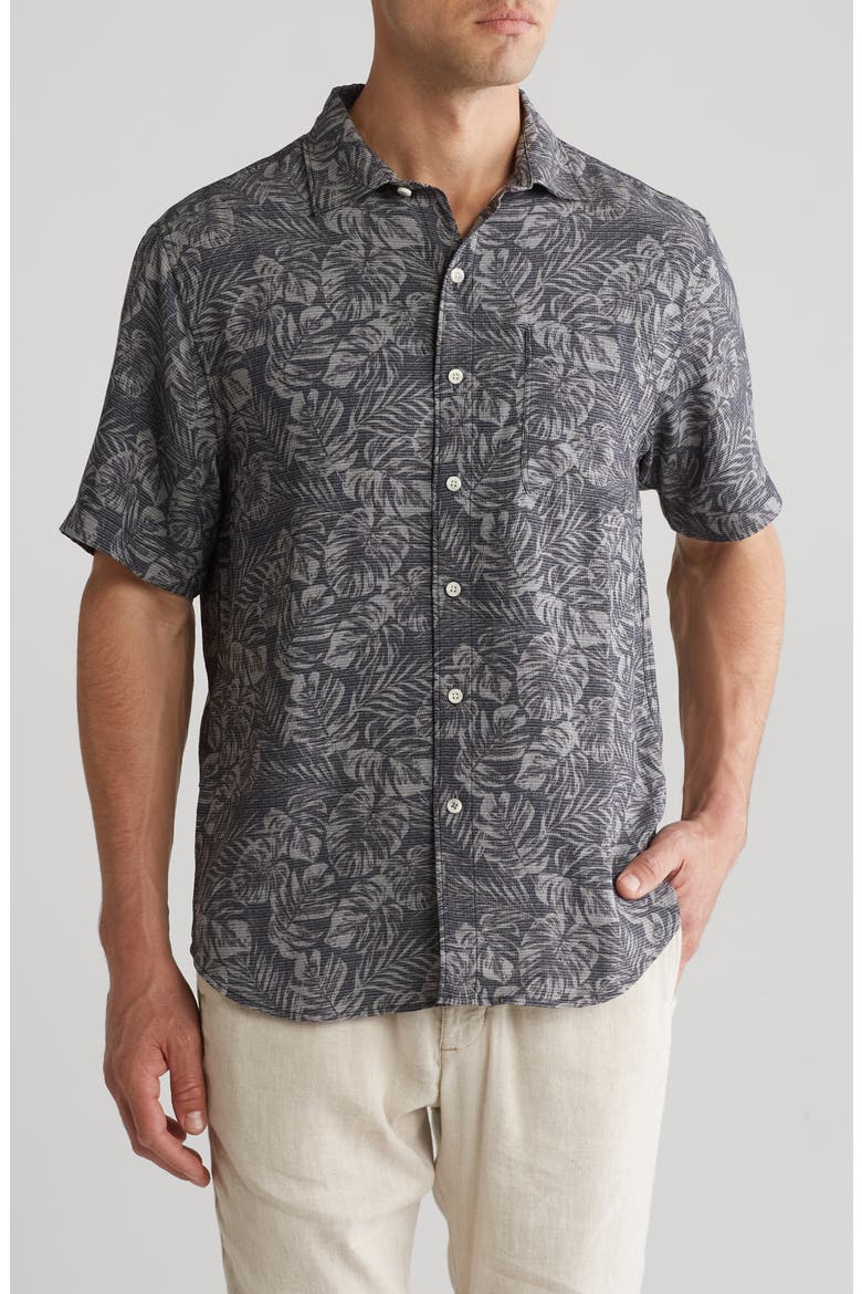 Fallen Leaves Tencel® Modal Blend Button-Down Shirt, Main, color, FOG GREY