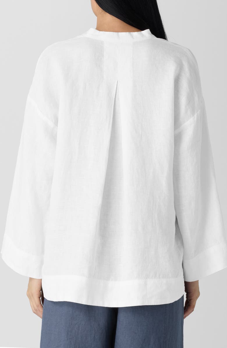 Eileen Fisher Mandarin Collar Organic Linen Popover Top, Alternate, color, White