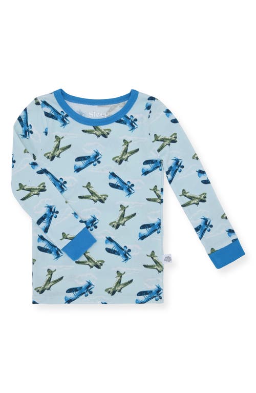 Cloud Nine Kids' Airplane Two-piece Pajamas & Socks Set In Blue