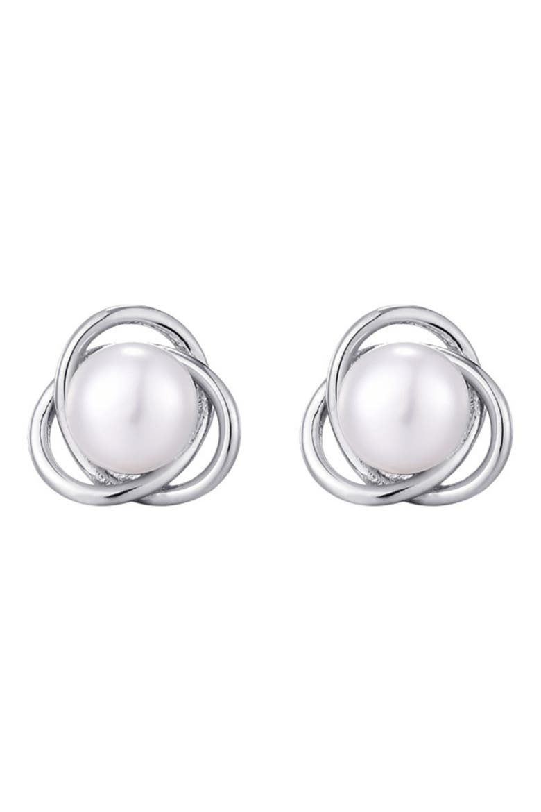 Knotted Freshwater Pearl Stud Earrings, Alternate, color, SILVER