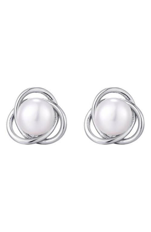 Adornia Silver Plated Freshwater Pearl Stud Earrings In Silver