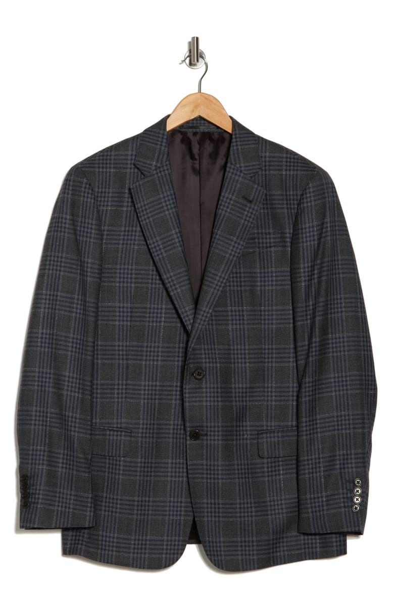 Armani Collezioni Plaid Virgin Wool & Silk Blazer, Alternate, color, Grey
