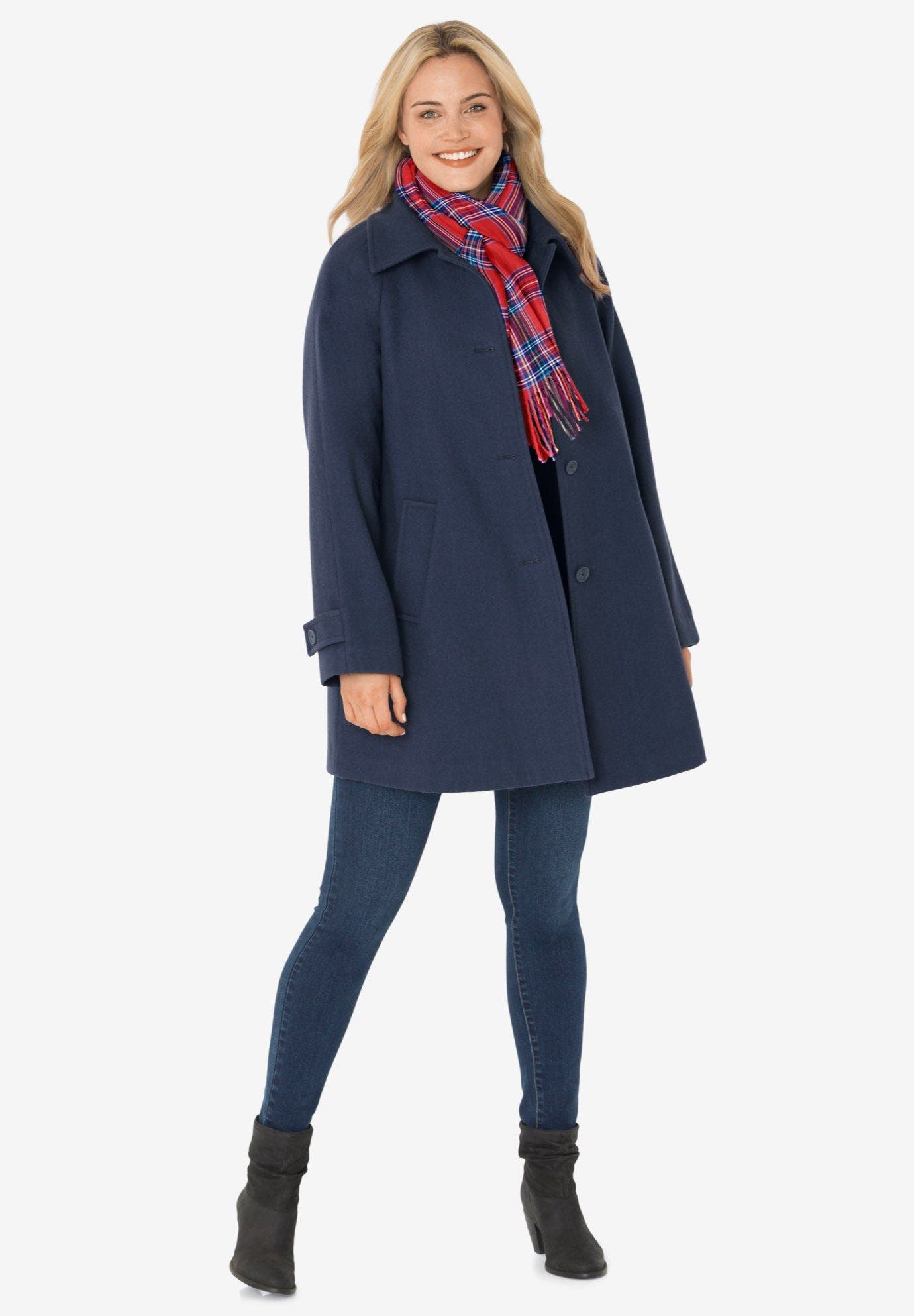 Woman Within Wool Blend Classic A Line Coat (Women) | Nordstrom