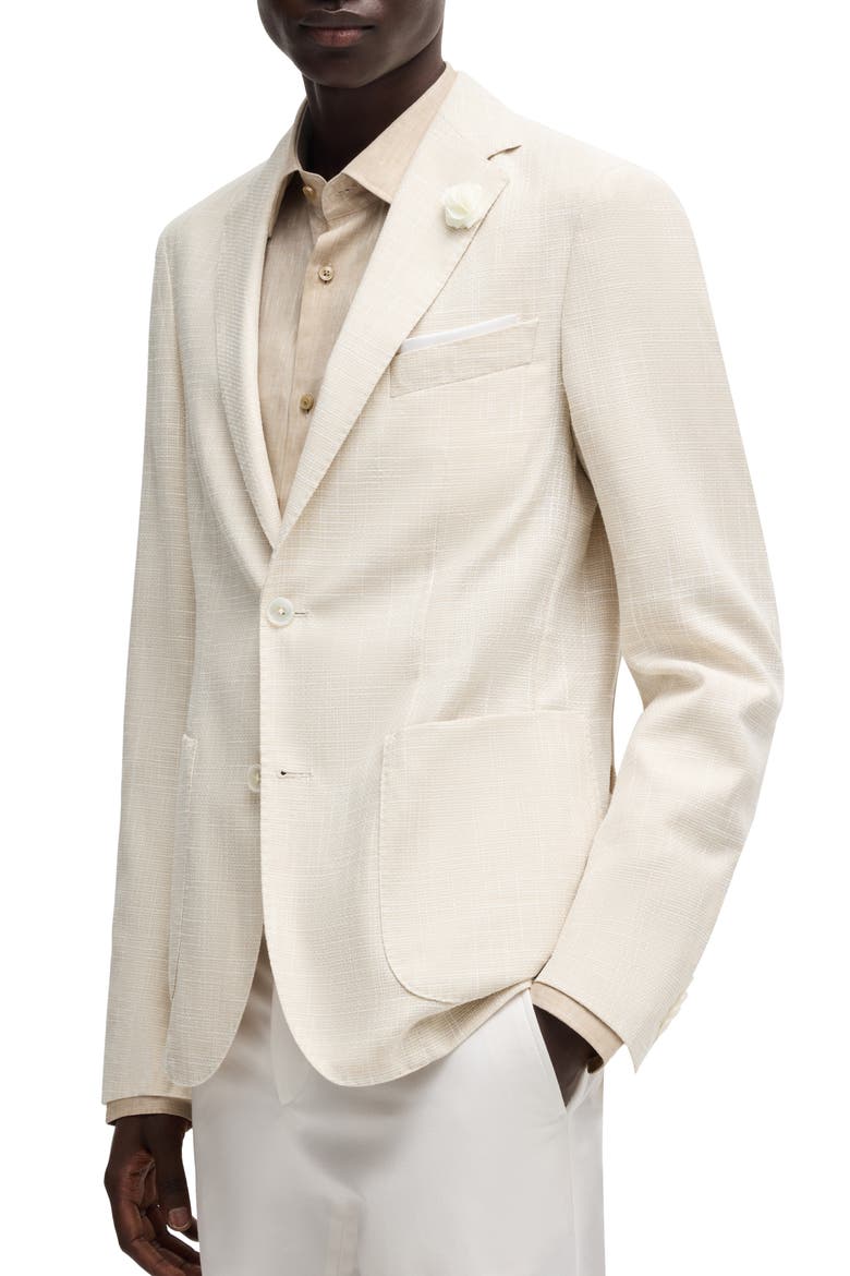 Hanry Slim Fit Slub Wool & Cotton Blend Sport Coat, Alternate, color, OPEN WHITE
