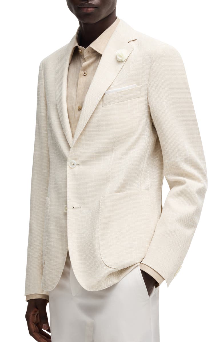BOSS Hanry Slim Fit Slub Wool & Cotton Blend Sport Coat, Alternate, color, Open White