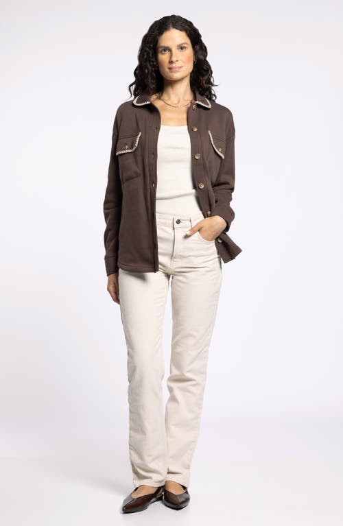 Thread & Supply Carmine Contrast Trim Cotton Blend Fleece Jacket In Brown