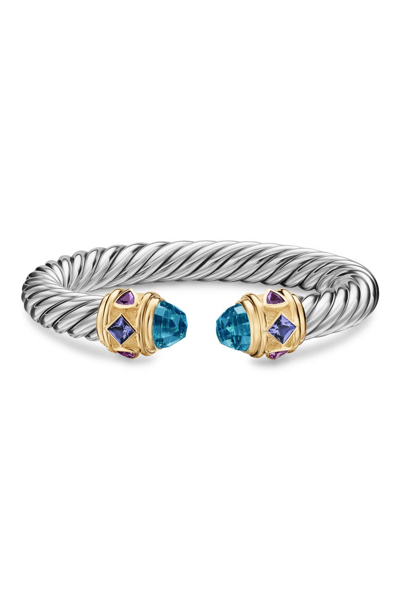 Renaissance Cable Flex Bracelet in Sterling Silver, 9mm, Alternate, color, SILVER/ BLUE
