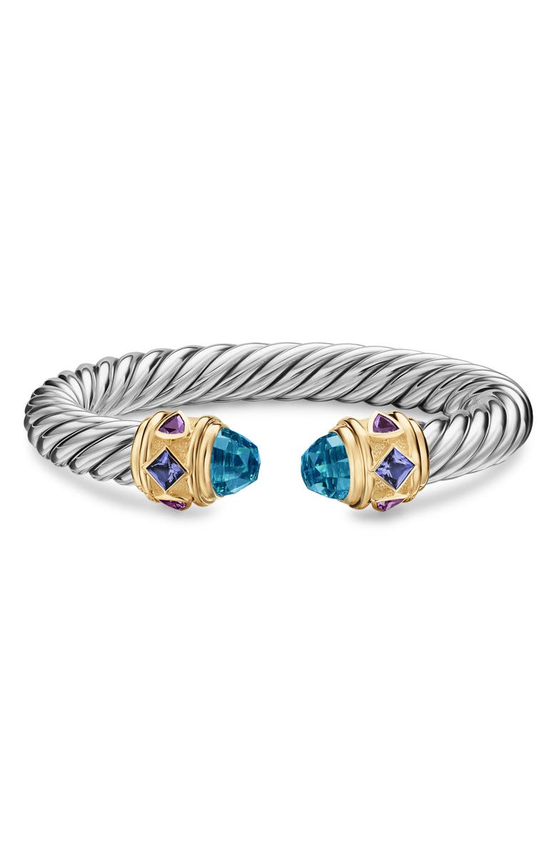 David Yurman Renaissance Cable Flex Bracelet in Sterling Silver, 9mm, Alternate, color, Silver/ Blue