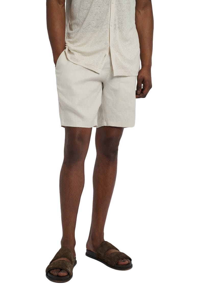 Linen Fixed-Waist Short, Alternate, color, STONE