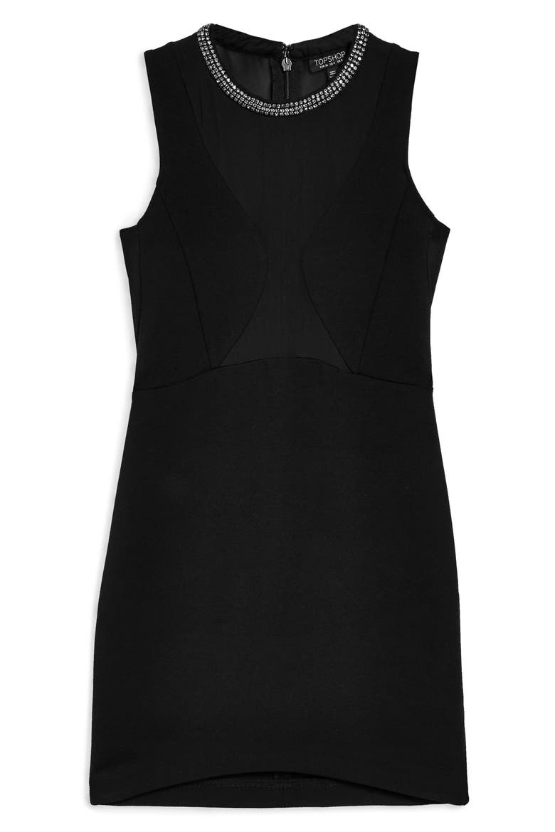 Jewel Neck Velvet Body-Con Dress, Alternate, color, BLACK
