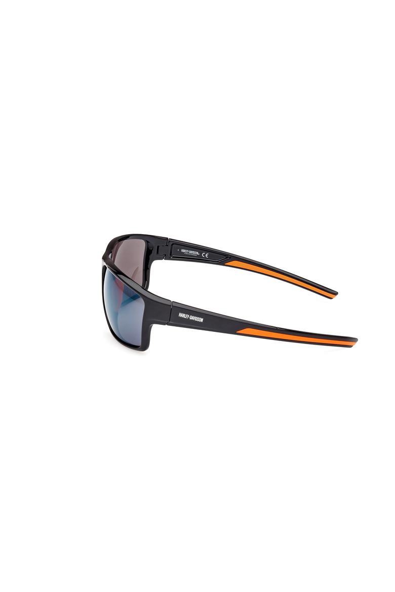 Accent Stripe Wraparound Sport Sunglasses, Alternate, color, Shiny Black / Bordeaux