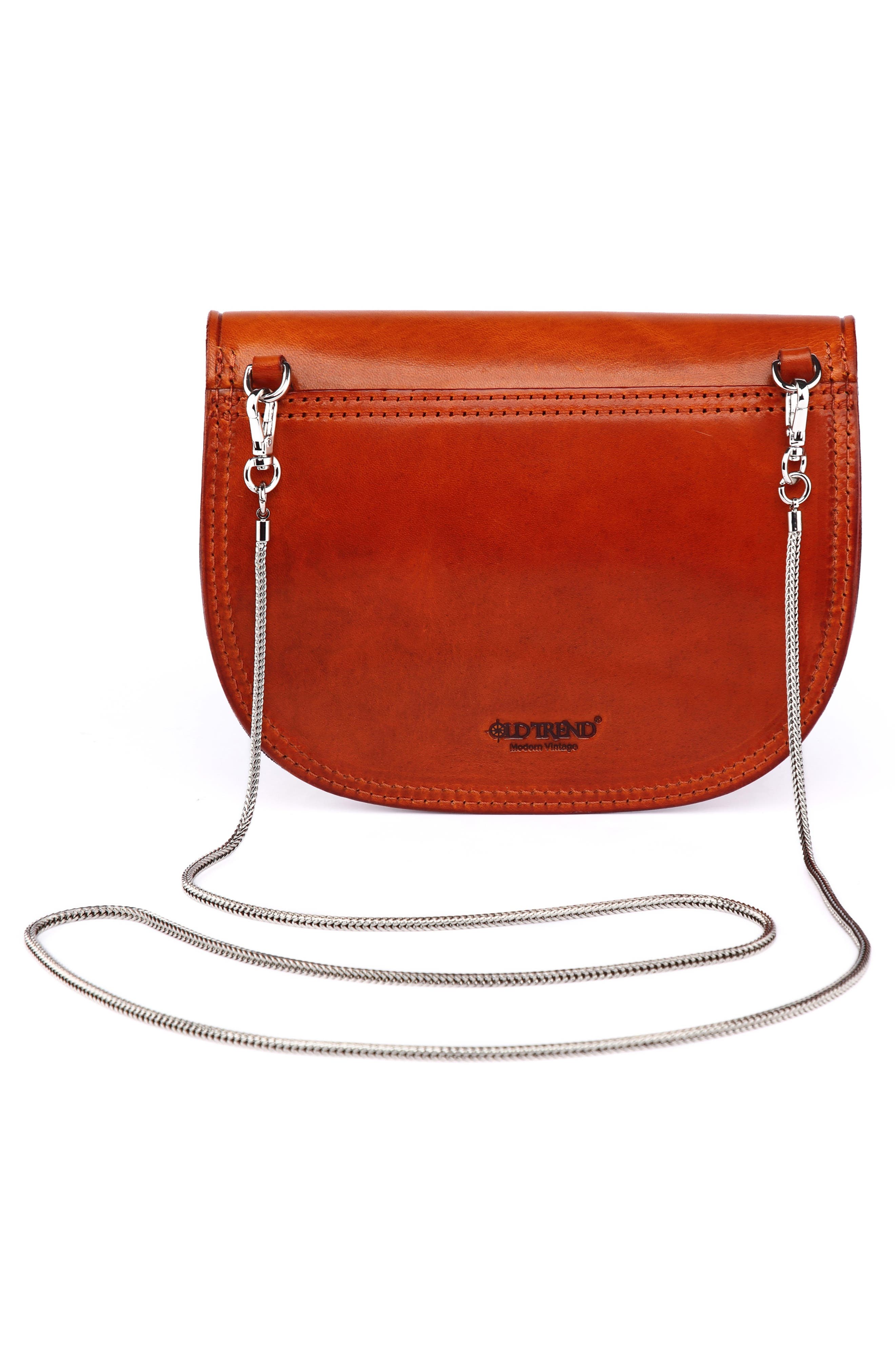 Leather Chain Crossbody Bag, Alternate, color, COGNAC