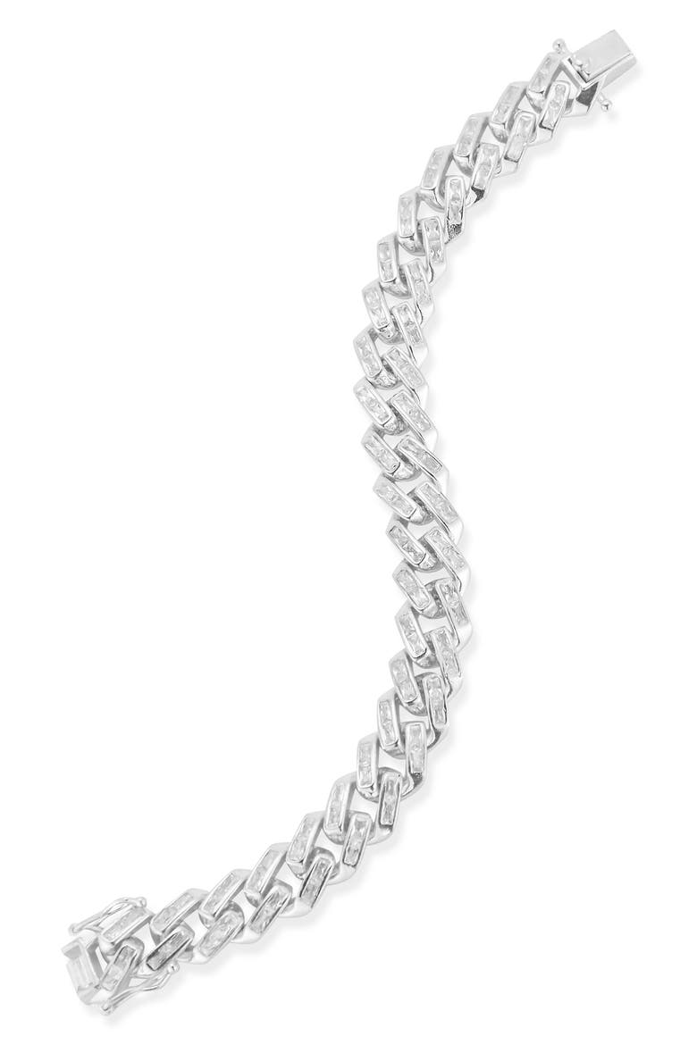 Cubic Zirconia Curb Chain Bracelet, Main, color, SILVER