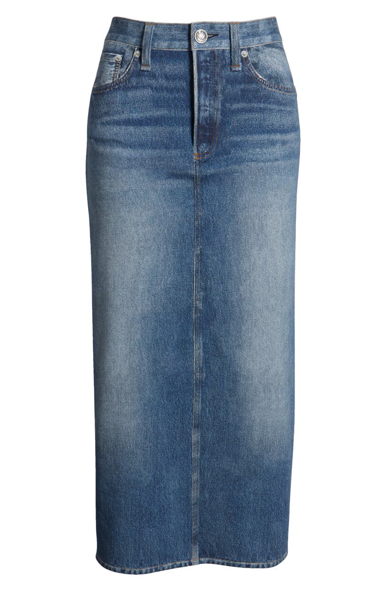 rag & bone Miramar Gillian Trompe l'Oeil Faux Denim Cotton Terry Midi Skirt, Alternate, color, 