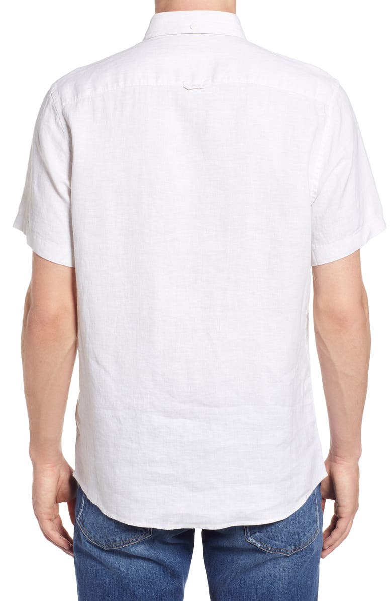Nordstrom Trim Fit Short Sleeve Linen Button-Down Shirt, Alternate, color,