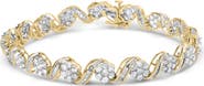 Haus of Brilliance 10k Yellow Gold 5.00 Cttw and Baguette-Cut Diamond Floral Link 7.25" Bracelet