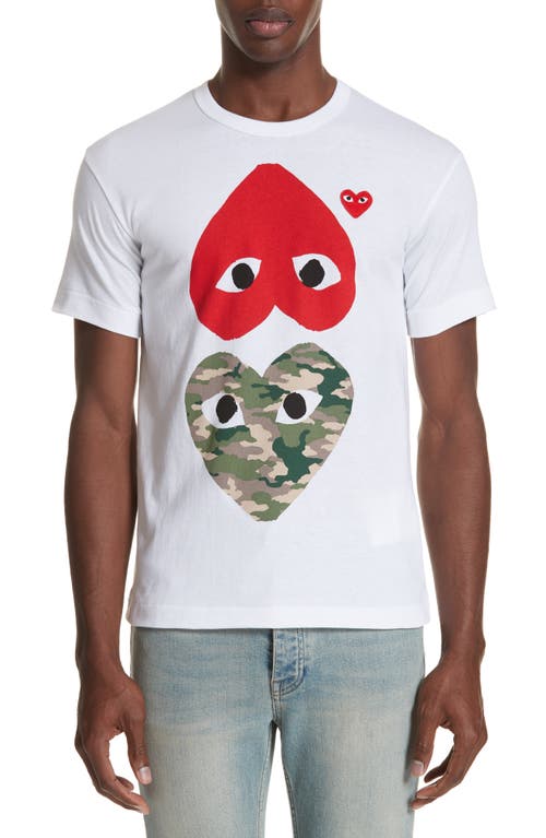 Comme des Garçons PLAY Camo Double Heart T-Shirt in White 1  product