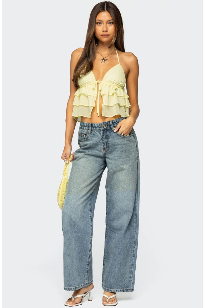 Zephi Split Front Ruffle Top, Alternate, color, YELLOW