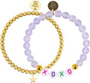 Little Miss Zoe Gemstone and Delicate Gold Bracelet Set