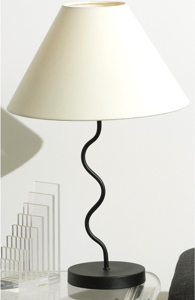 Brightech Squiggle 22" LED Table Lamp with Twisting Base and Ivory Empire Shade, Alternate, color, Classic Black