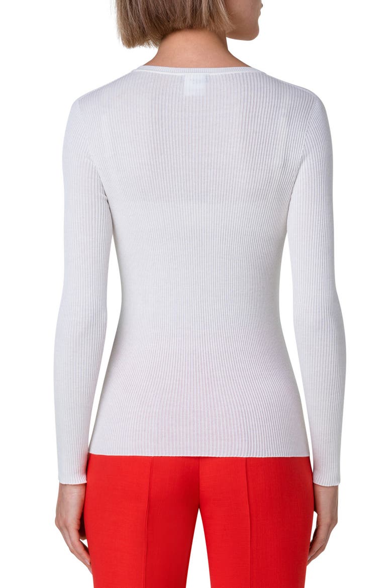 Rib Silk & Cotton Crewneck Sweater, Alternate, color, ECRU
