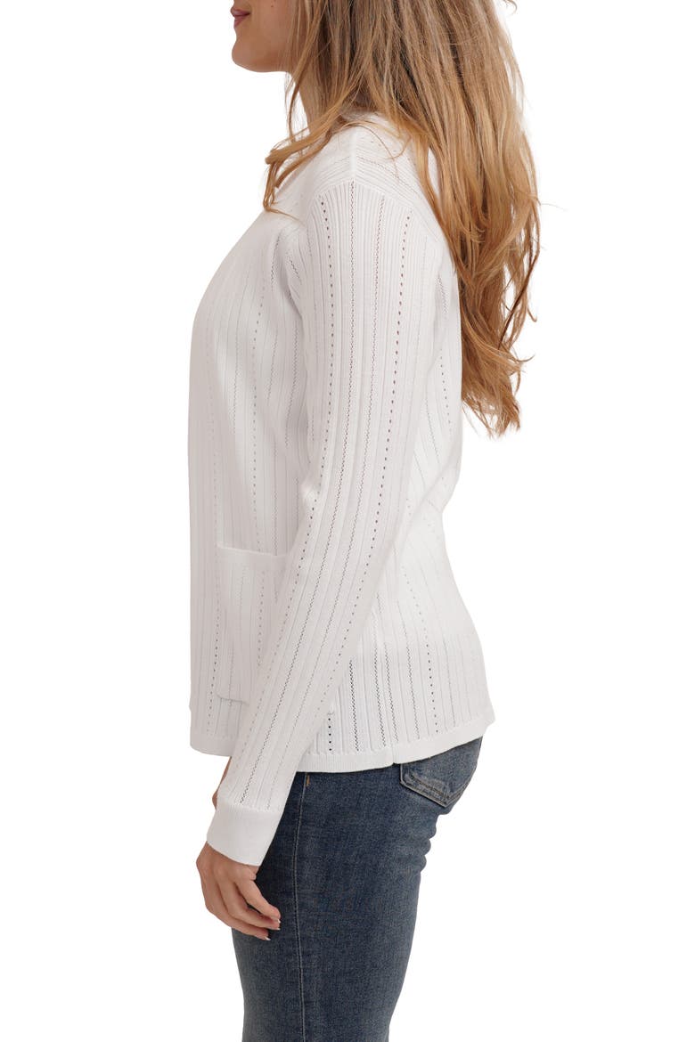 Pointelle Cardigan, Alternate, color, WHITE
