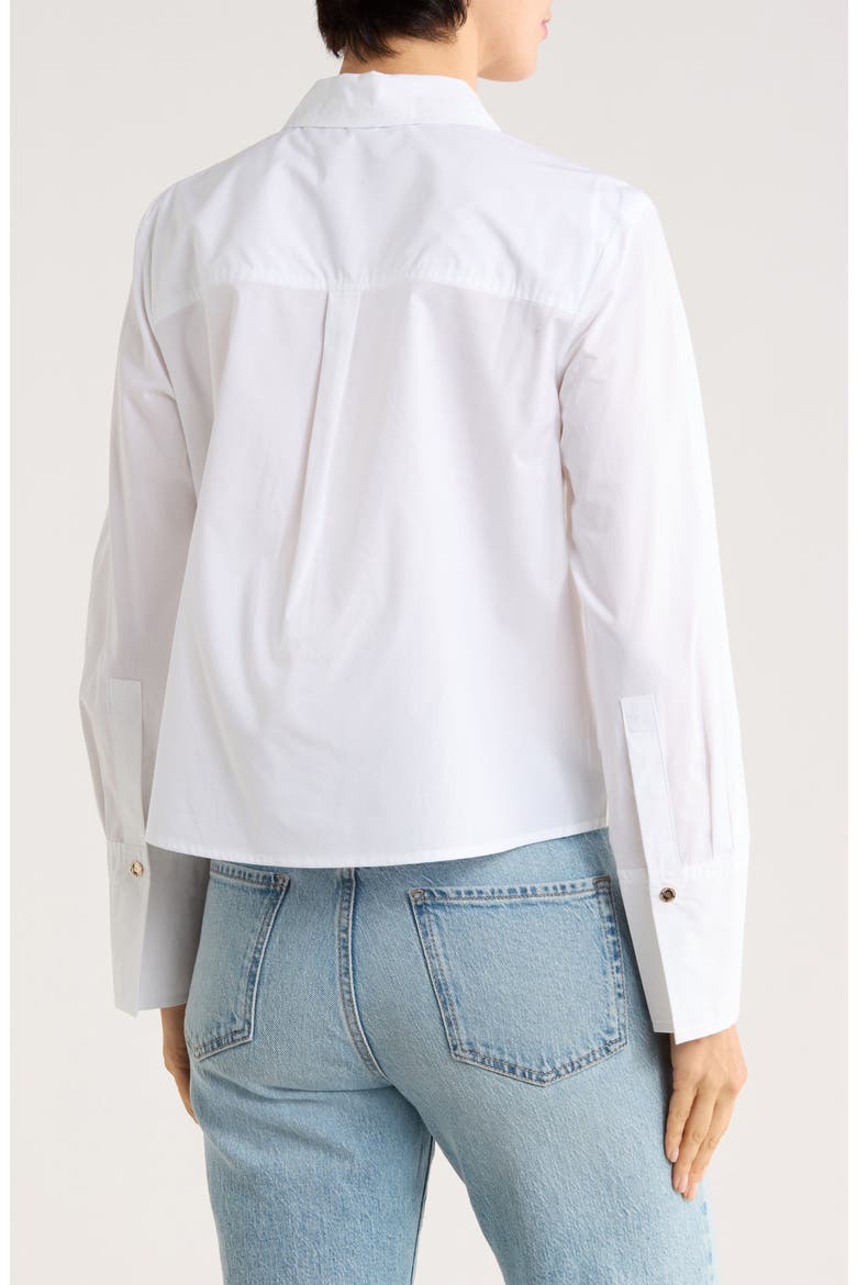 Long Sleeve Zip Front Crop Poplin Shirt, Alternate, color, WHITE