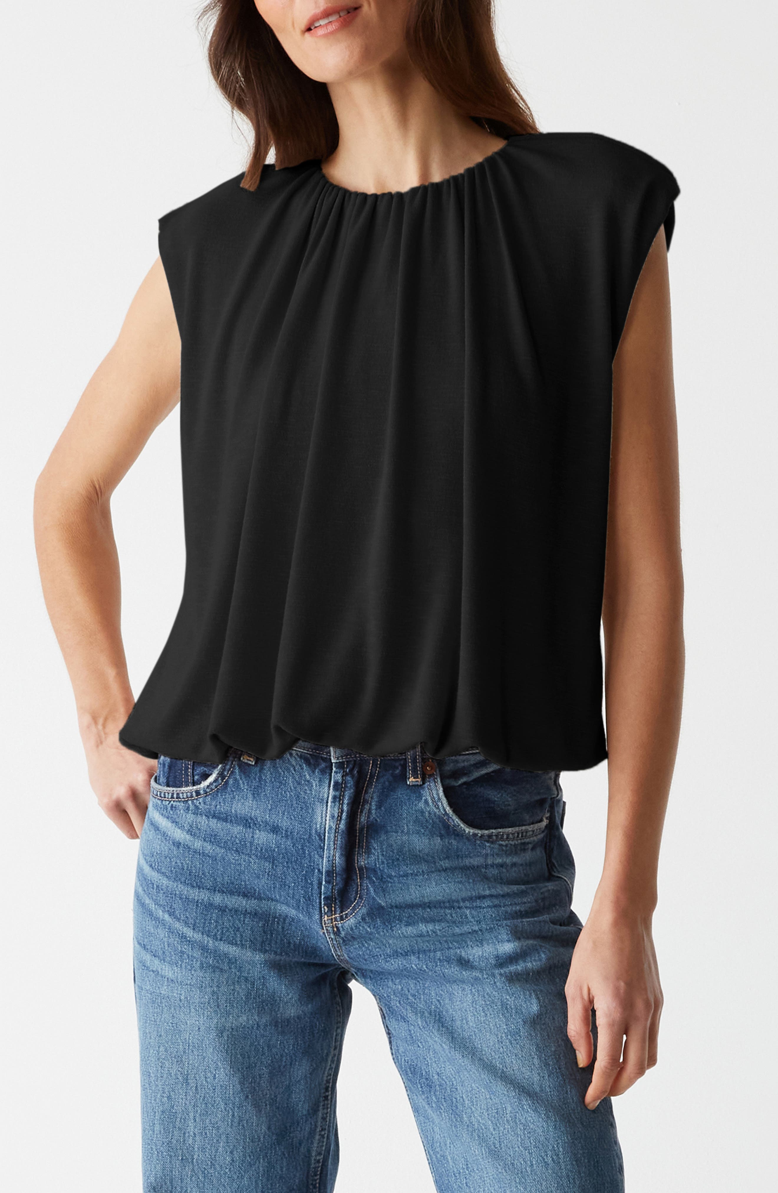 black bubble hem top