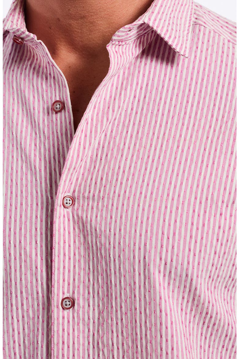 Fornillo Classic Fit Stripe Short Sleeve Button-Up Shirt, Alternate, color, BERRY