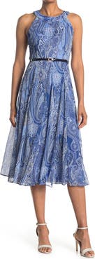 Tommy Hilfiger Paisley Halter Neck Chiffon Midi Dress