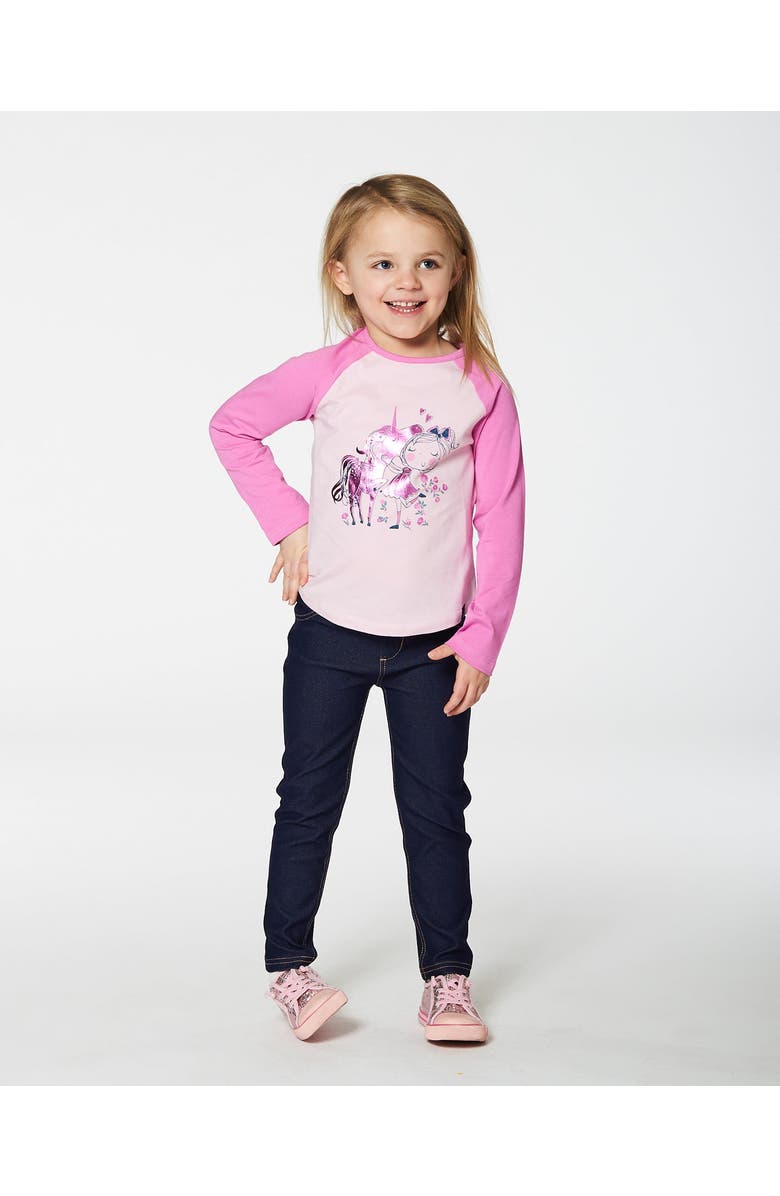 Deux par Deux Little Girl's Dark Blue Denim Jeggings, Alternate, color, Navy Denim